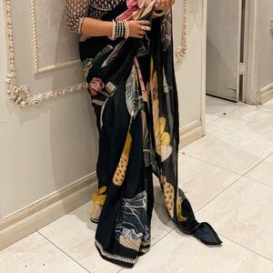 Elegant Black Floral Saree